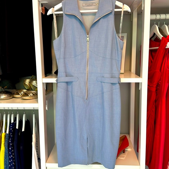Light Blue Zip Up Stretch Dress - Picture 3 of 5